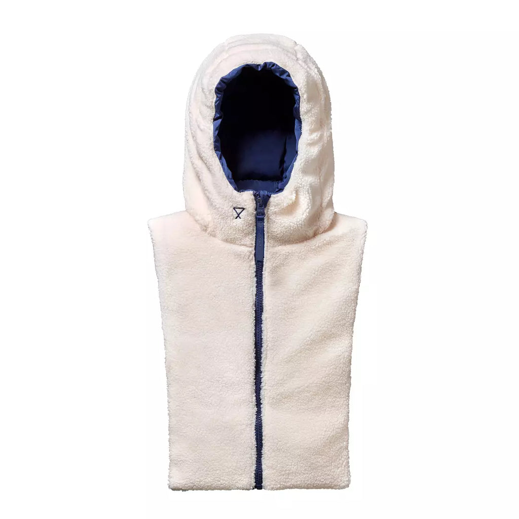 Capuche doudoune Fudoon bleu marine et écru effet mouton réversible